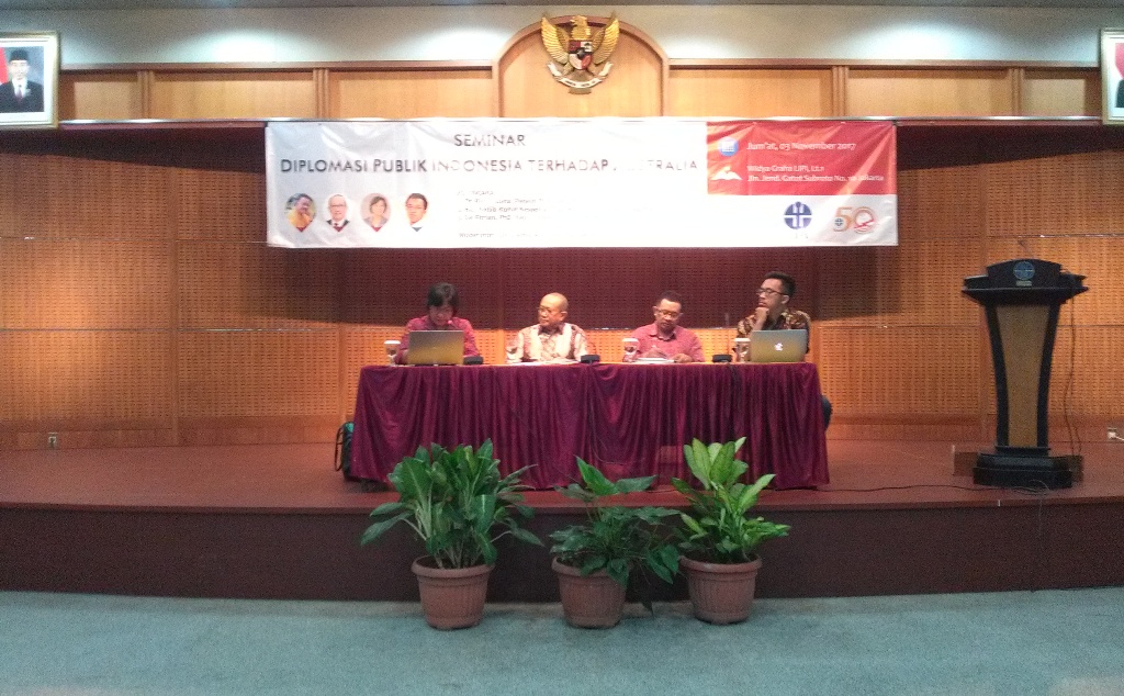 Seminar Diplomasi Publik Indonesia terhadap Australia di Widya Graha LIPI, Jakarta, Jumat 3 November 2017. (Foto: Willy Haryono/Metrotvnews.com).