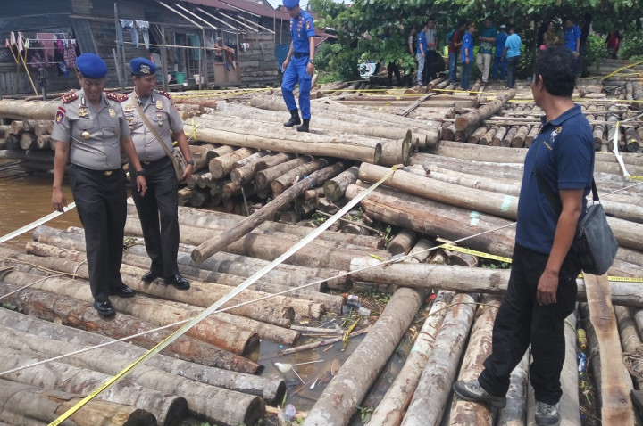 Polisi Buru Pemilik 1.000 Kayu Mengapung di Sungai Landak