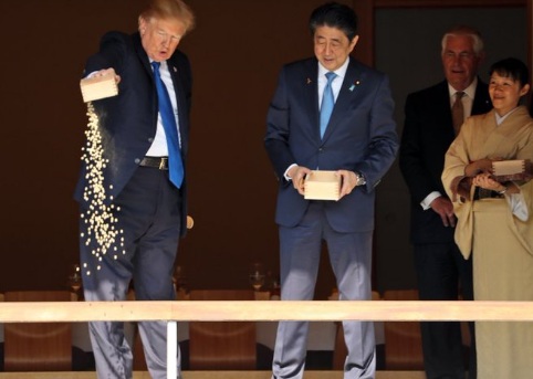 Salah Menuangkan Makanan Ikan Koi, Trump Dikecam Warganet