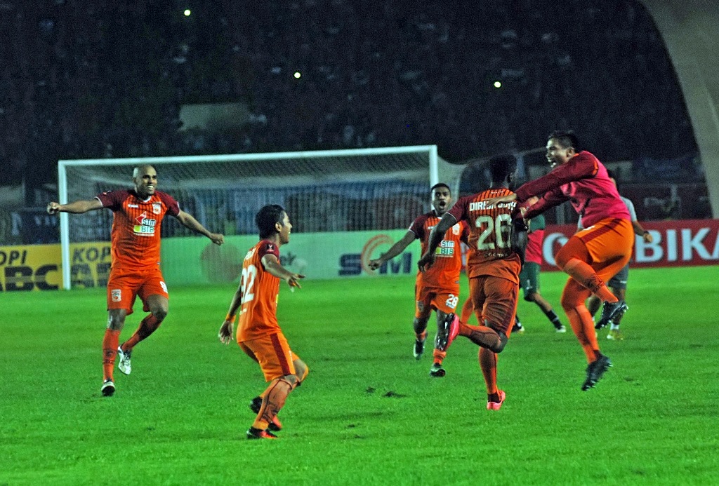 Selebrasi kemenangan Borneo FC. (ANTARA FOTO/Fahrul Jayadiputra)