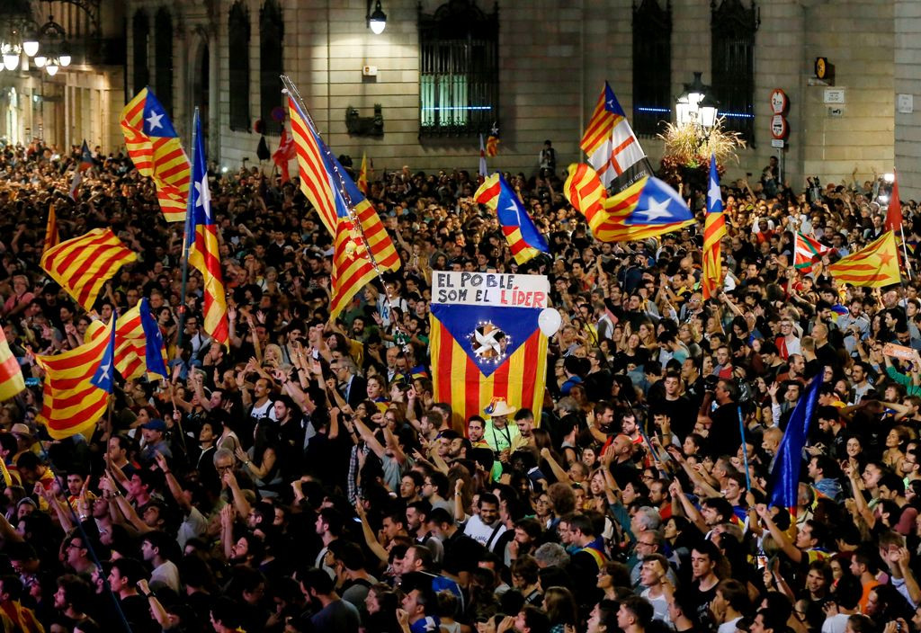 Demo warga Catalonia di Barcelona yang menuntut kemerdekaan dari Spanyol. (Foto: AFP)