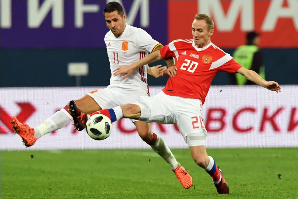Suasana laga Rusia vs Spanyol. (AFP PHOTO / Kirill KUDRYAVTSEV)