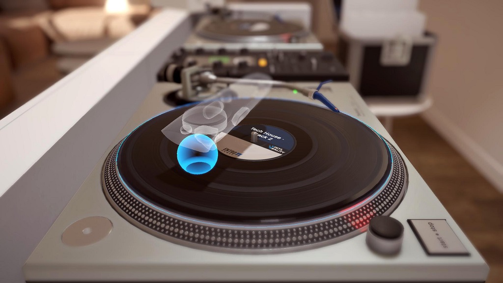 Tampilan virtual reality di aplikasi DJ bernama Vinyl Reality.
