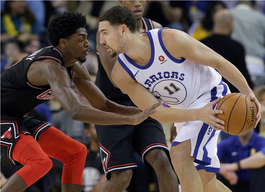 Suasana laga Golden State Warriors kontra Chicago Bulls (AP Photo/Jeff Chiu)