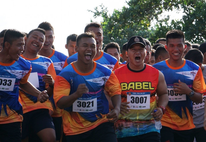 Puluhan Brimob Uji Ketahanan Fisik Lewat Babel Trail Run 2017