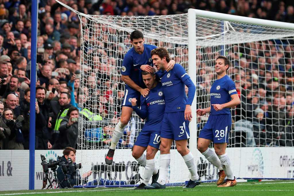 Para pemain Chelsea merayakan kemenangan atas Newcastle United (Foto: AFP)