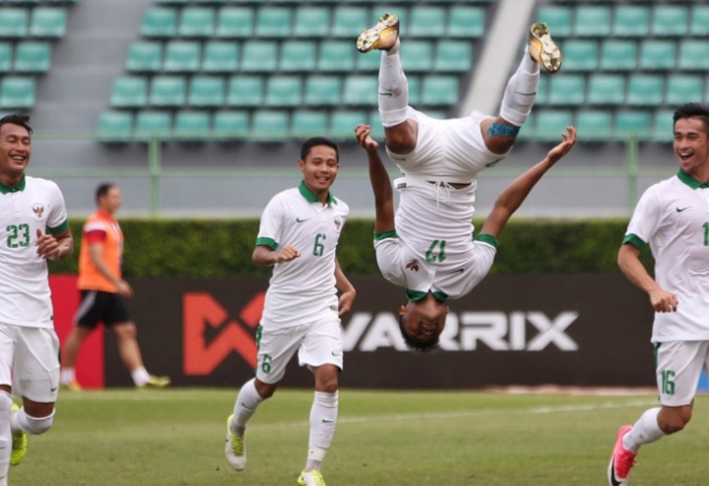 Selebrasi Saddil Ramdani saat membobol gawang Mongolia pada pertemuan terakhir kedua tim di Kualifikasi Piala Asia U-23, Juli lalu (Dok. MI)