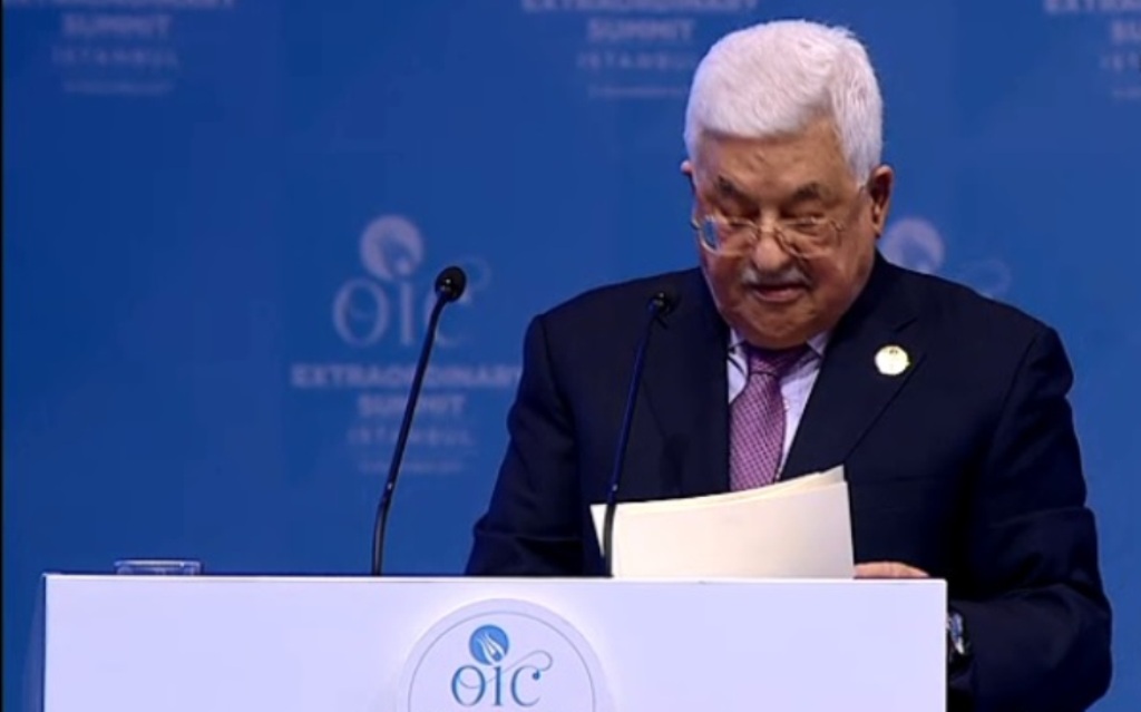Presiden Palestina Mahmoud Abbas di pembukaan KTT Luar Biasa OKI di Istanbul, Turki (Foto: Anadolu).