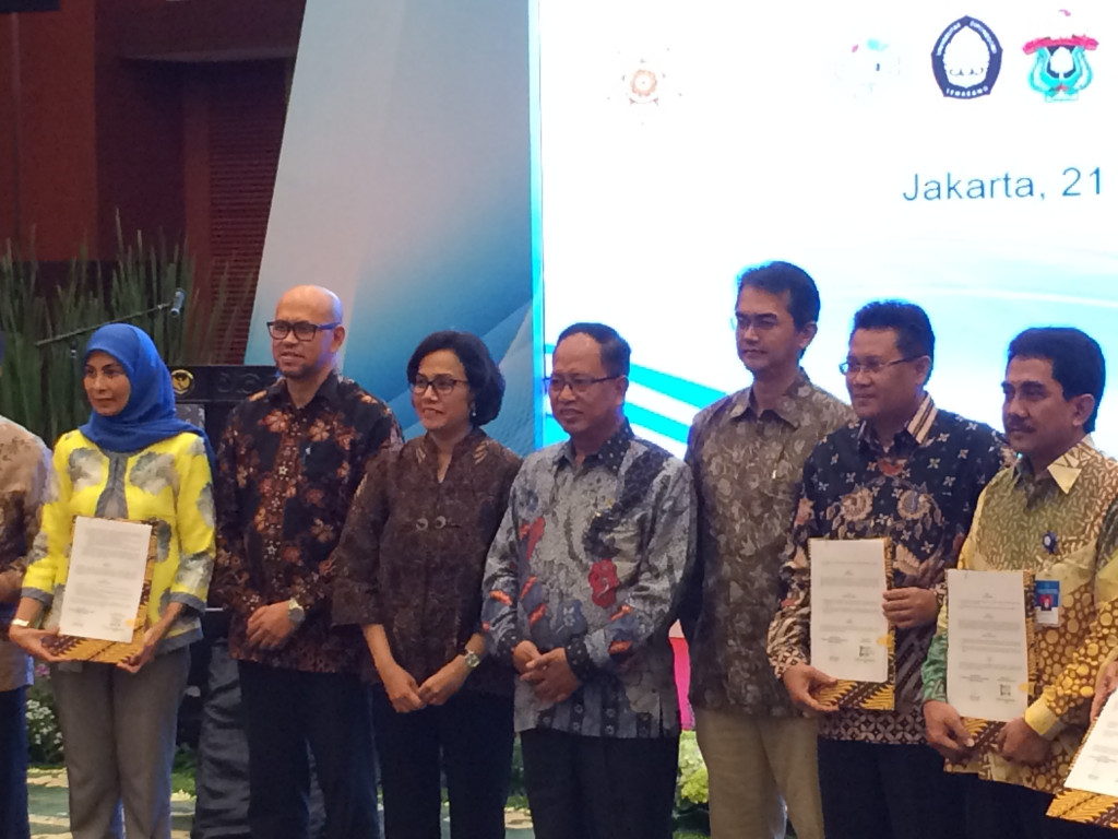 Kerja Sama Lembaga Pembiayaan Ekspor Indonesia (LPEI)/Indonesia Eximbank menggandeng 11 Perguruan Tinggi Negeri (PTN). Medcom/Husen M.