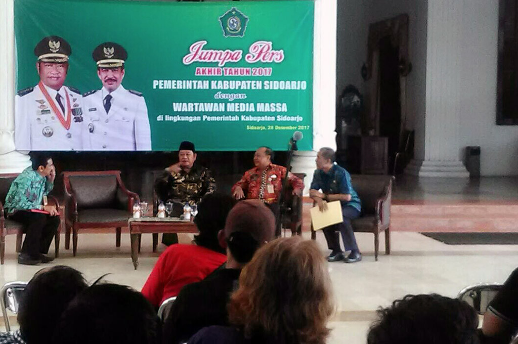 Bupati Sidoarjo Saiful Illah saat pemaparan kinerja Pemkab Sidoarjo di Pendopo Delta Wibawa -- medcom.id/Syaikhul Hadi