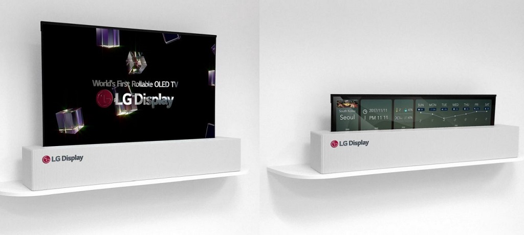 TV OLED LG berukuran 65 inci dengan teknologi panel OLED yang bisa digulung.