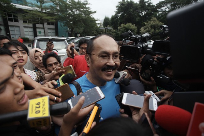 Fredrich Yunadi, kuasa hukum terdakwa korupsi KTP-el Setya Novanto - MI/Arya Manggala. 