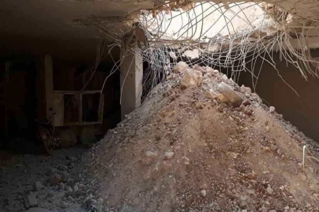 Lima misil menghantam RS Al Maghara di provinsi Hama, Suriah, Kamis 1 Februari 2018. (Foto: UOSSM)
