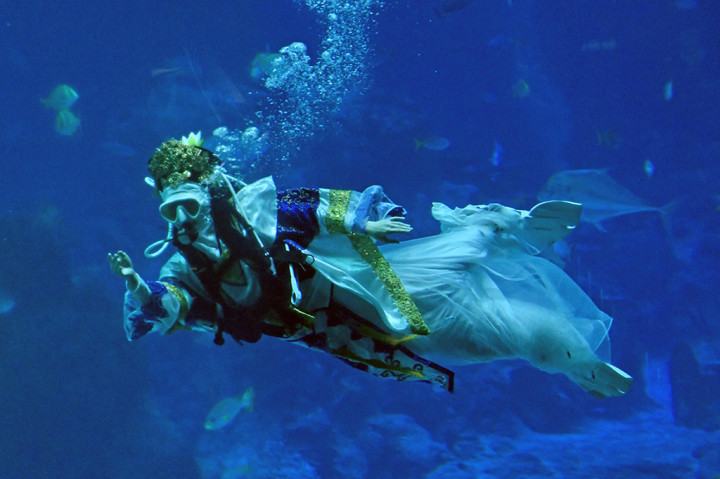 Melihat Atraksi Barongsai dalam Air di Resorts World Sentosa Singapore