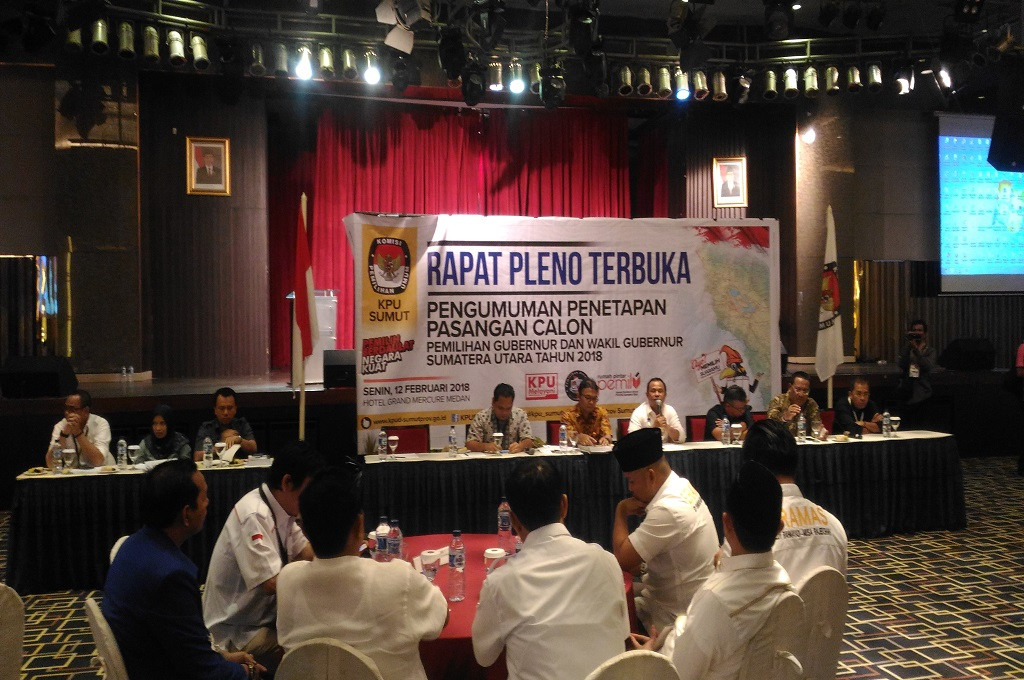 Dua Pasang Calon tak Hadiri Pleno Penetapan Pilgub Sumut 2018