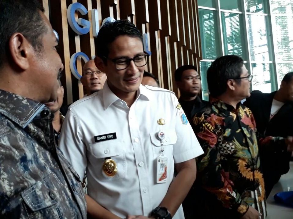 Wakil Gubernur DKI Jakarta Sandiaga Uno saat peluncuran OK OCE Global Office. Foto: Medcom.id/Haifa Salsabila.