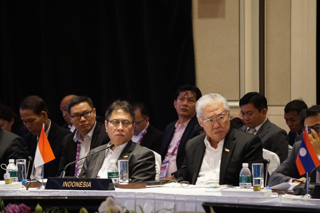 Menteri Perdagangan Enggartiasto Lukita dalam pertemuan ASEAN Economic Ministers Retreat 2018 di Singapura (Foto: MetroTV/Nurohman)