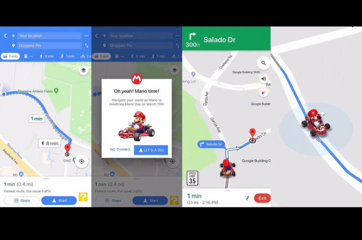 Mario dan Mobilnya Sambangi Google Maps