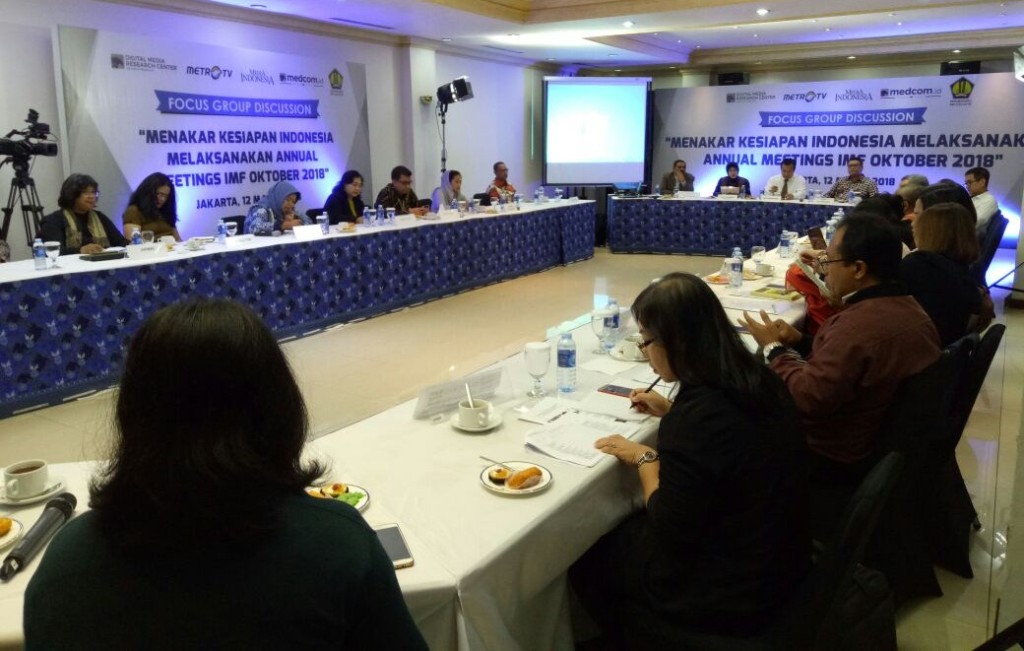 Diskusi Menakar Kesiapan Melaksanakan Annual Meetings IMF Oktober 2018. Foto: Medcom.id/Arga Sumantri.