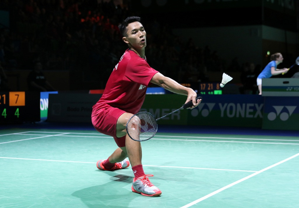 Jonatan Christie saat tampil di Jerman Open 2018 (Foto: HUMAS PBSI)