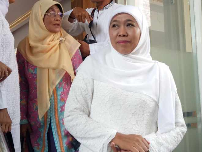 Calon Gubernur Jawa Timur Khofifah Indar Parawansa saat menghadiri peringatan haul ke-1 Kiai Hasyim Muzadi di Pondok Pesantren Al Hikam Kecamatan Lowokwaru Kota Malang, Minggu 18 Maret 2018. Foto: Medcom.id/DAVIQ UMAR AL FARUQ