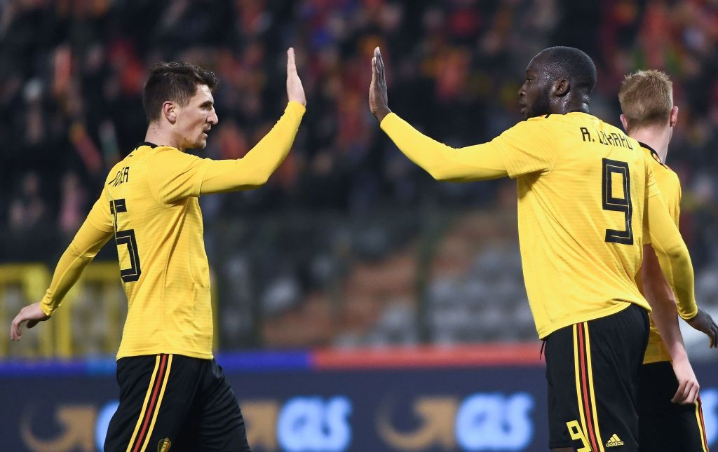 Romelu Lukaku (kanan) menyumbang dua gol untuk Belgia saat menghadapi Arab Saudi (Foto: AFP/Emmanuel Dunand)