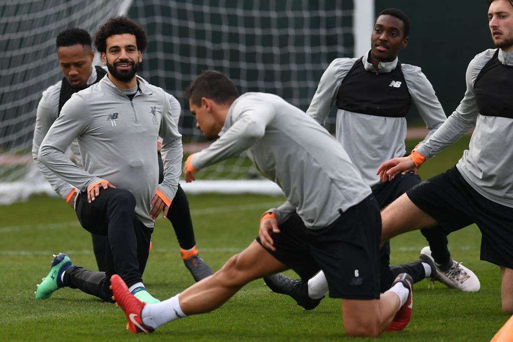 Skuat Liverpool sedang berlatih. (Foto: AFP/Paul Ellis)