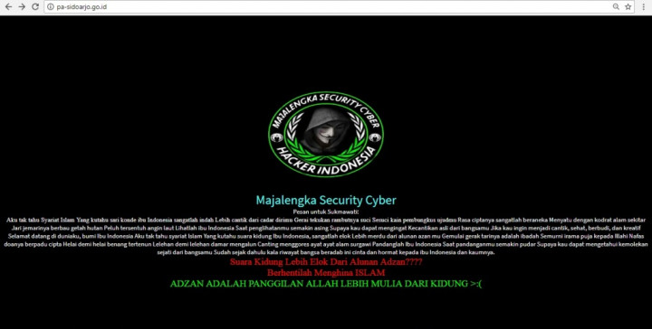 Website Pengadilan Agama Sidoarjo Diretas