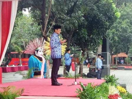 Wagub DKI Sandiaga Uno di peringatan Hari Otonomi Daerah di Monas. Foto: Medcom.id/Intan Yunelia.