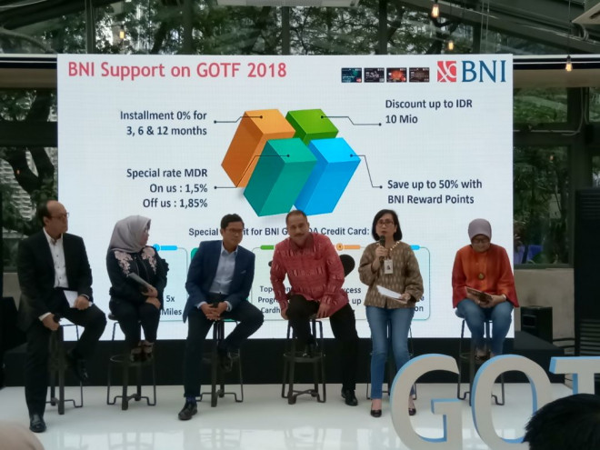 BNI menjadi bagian dari Garuda Indonesia Online Travel Fair (GOTF) 2018. Suasana konferensi pers GOTF 2018 di Cengkareng, pada Kamis (26/4/2018). Foto: Istimewa/BNI