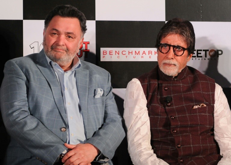 Bollywood royalty Rishi Kapoor (Left) and Amitabh Bachchan reunite for the first time in nearly three decades with 