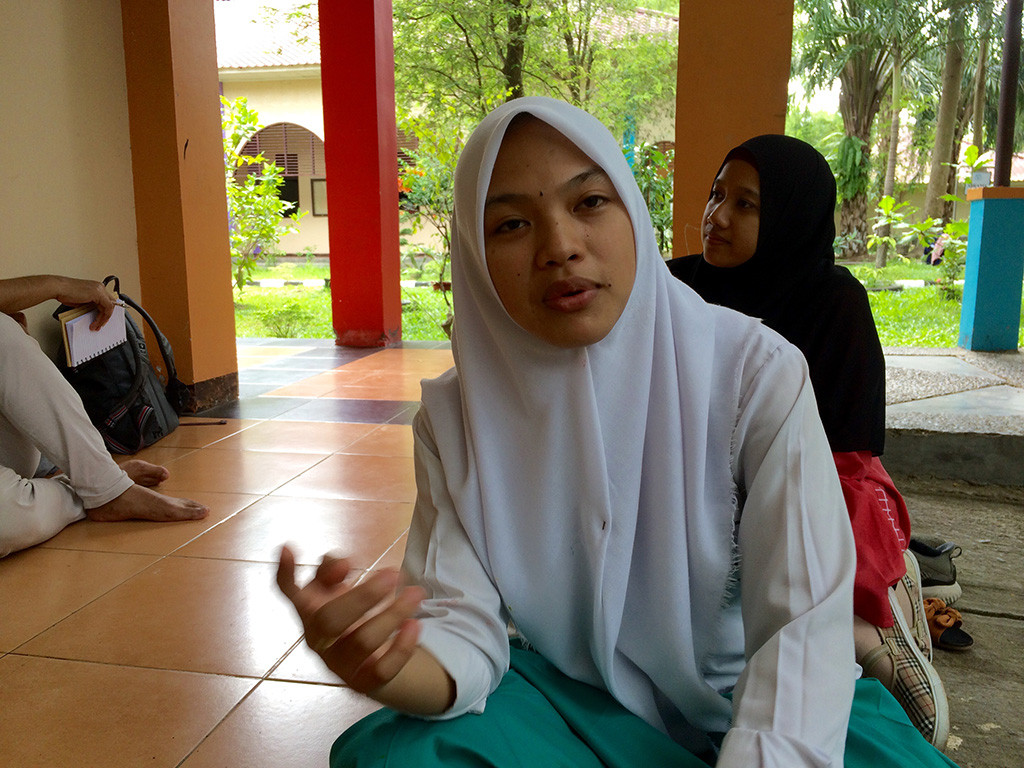 Amania Macasimbar Abdulsamad, siswa Sekolah Sukma Bangsa asal Mindanao, Filipina.  Foto: Medcom.id/Husen Miftahudin