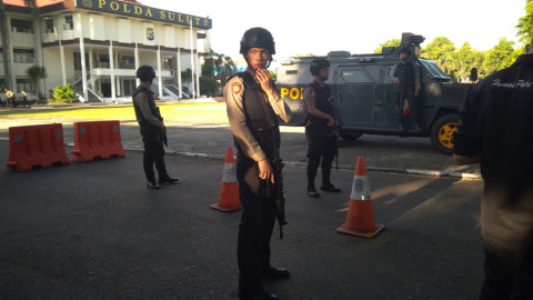 Mapolda Sulut dijaga personel bersenjata lengkap