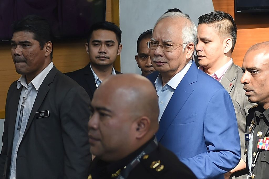 Mantan PM Malaysia Najib Razak tiba di Putrajaya. (Foto: AFP)
