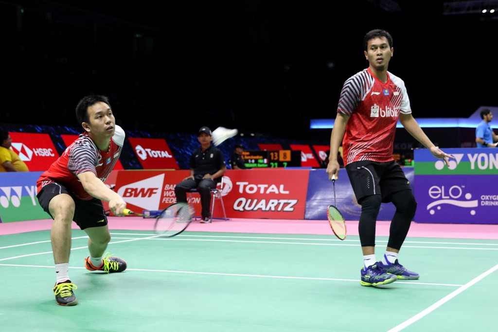 Ganda putra Indonesia Hendra Setiawan/Mohammad Ahsan. (Foto: Humas PBSI)