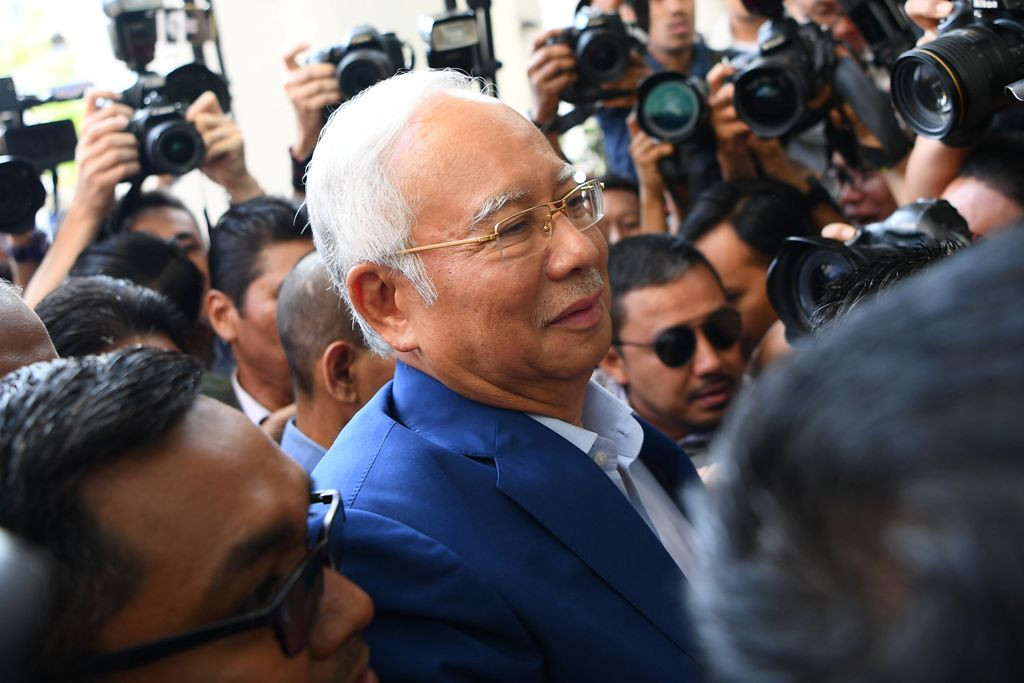 Mantan PM Malaysia Najib Razak saat di Putrajaya pagi tadi. (Foto: AFP)