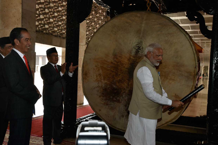 PM Modi Pukul Beduk di Istiqlal