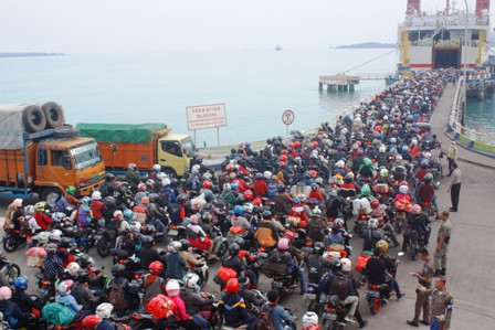 Ilustrasi mudik menggunakan sepeda motor/ANT/Agus Setyawan