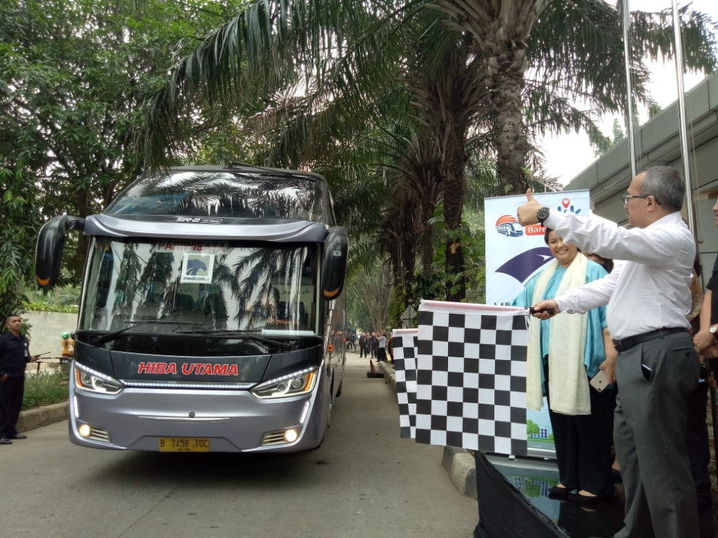 Pelepasan mudik gratis Media Group. Foto: Medcom.id/Siti Yona Hukmana.