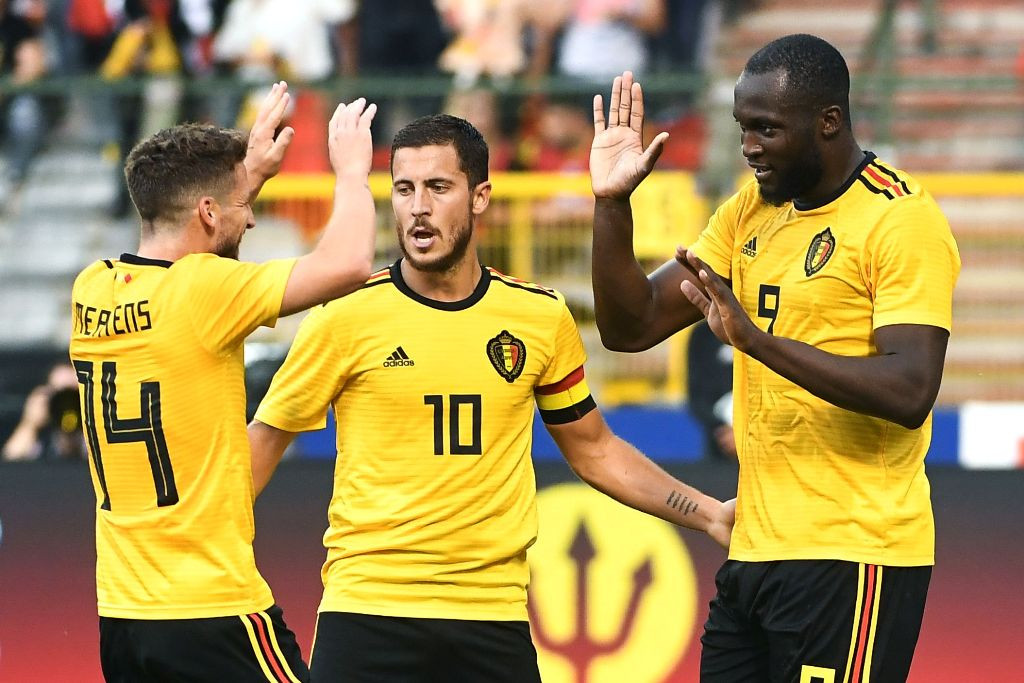 Mertens, Hazard, dan Lukaku menjadi trio mengerikan Belgia di lini serang. (Foto: AFP PHOTO / EMMANUEL DUNAND)