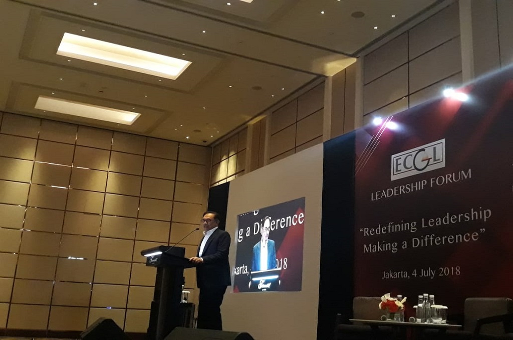 Anwar Ibrahim dalam Forum Kepemimpinan ECGL di Jakarta, Rabu 4 Juli 2018. (Foto: Marcheilla Ariesta)