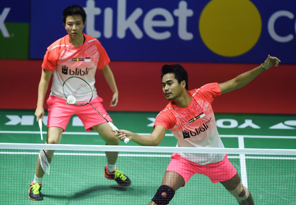 Ganda Campuran Indonesia Tontowi Ahmad (kanan) dan Liliyana Natsir (kiri). (Foto: Ant/Akbar Nugroho Gumay)