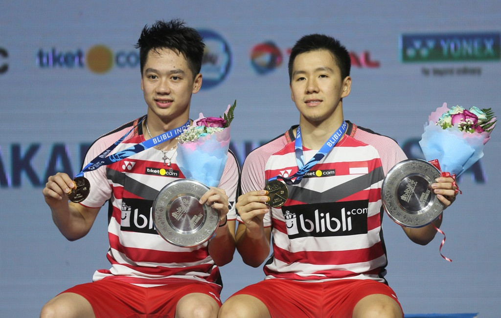 Marcus Fernaldi Gideon/Kevin Sanjaya Sukamuljo (Foto: MI/RAMDANI)