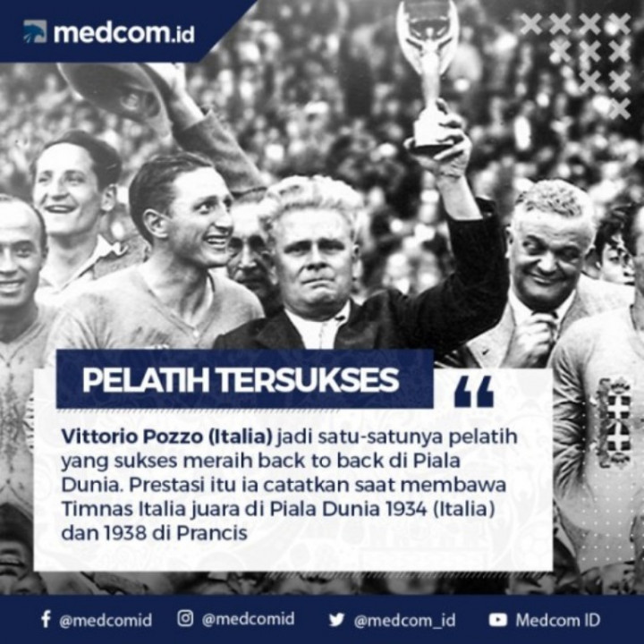 Diari Piala Dunia: Vittorio Pozzo, Pelatih Tersukses di Piala Dunia