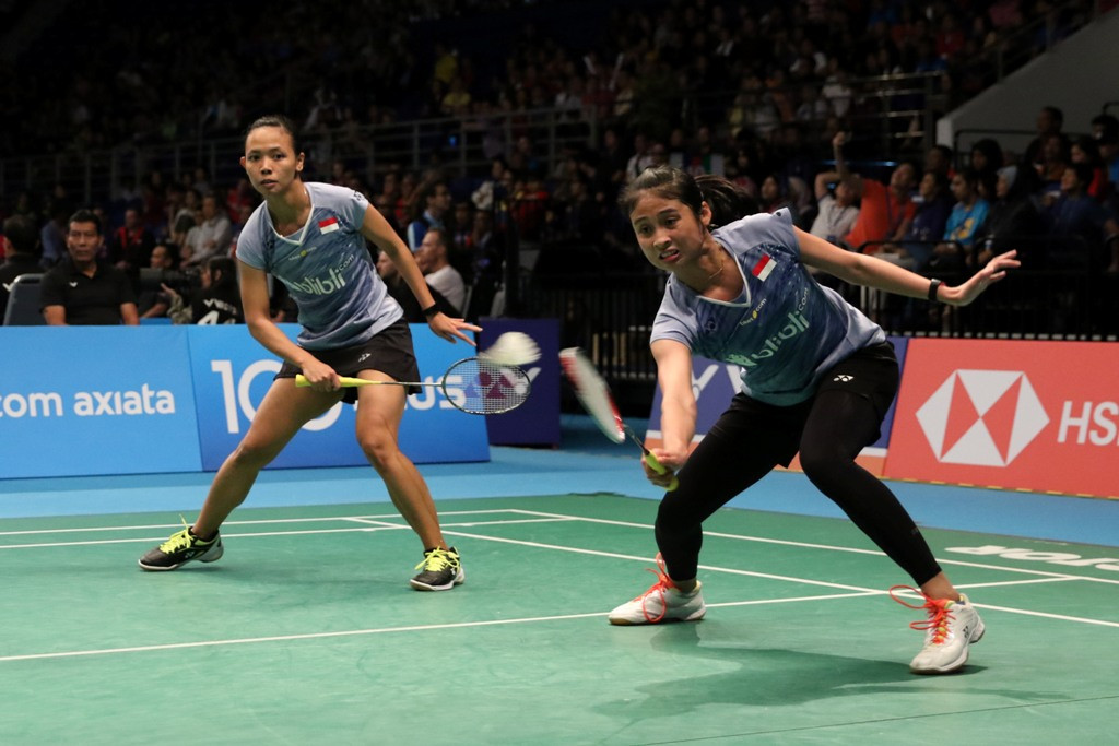 Rizki Amelia Pradipta (kanan) dan Della Destiara Haris (kiri) (Foto: ANTARA/Humas PBSI)