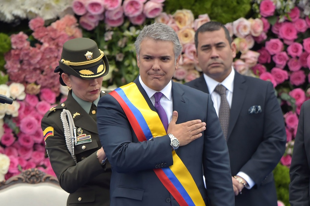 Ivan Duque dilantik menjadi Presiden Kolombia di Bogota, 7 Agustus 2018. (Foto: AFP/RAUL ARBOLEDA)