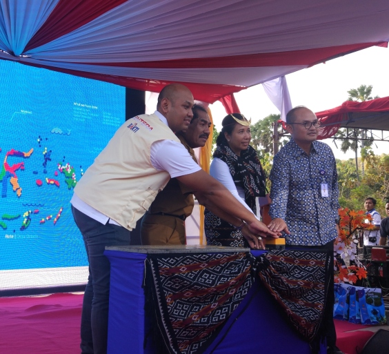 Pemerintah melalui Kementerian Badan Usaha Milik Negara (BUMN) dan Kementerian Komunikasi dan Informatika (Kemenkoimfo) meresmikan BTS dan PLTS. Medcom/Ayu.