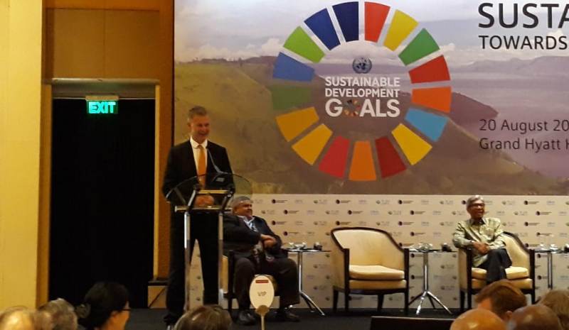 Direktur Eksekutif Perserikatan Bangsa-Bangsa untuk Lingkungan Erik Solheim tegaskan kelapa sawit kurangi angka kemiskinan di Indonesia (Foto: Marcheilla Ariesta).