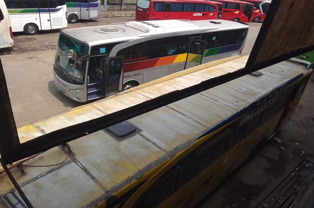 Bus berjejer di Terminal Baronangsiang, Kota Bogor, Selasa, 28 Agustus 2018, Medcom.id - Rizky Dewantara