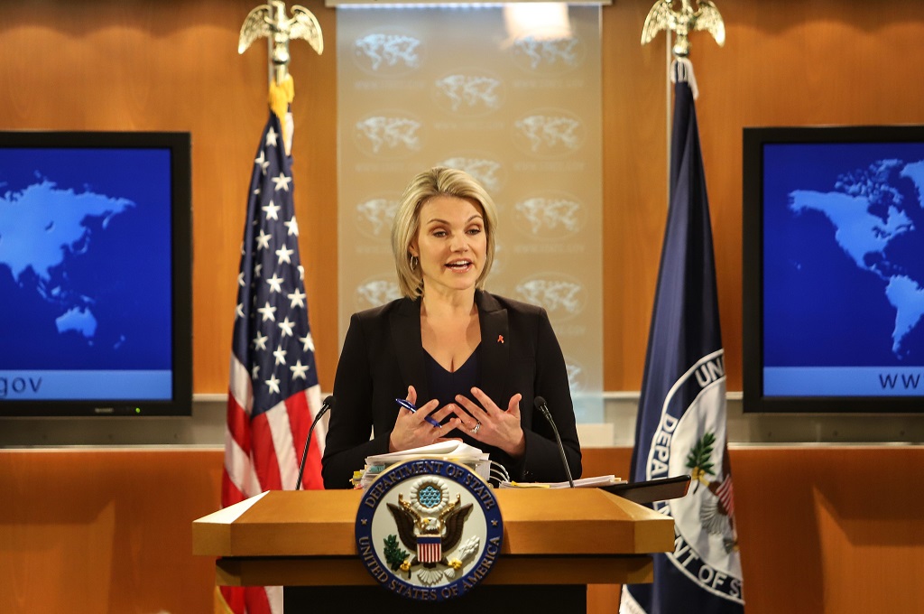 Jubir Kemenlu AS Heather Nauert. (Foto: AFP)
